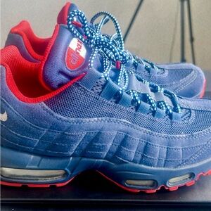 Nike Air Max 95 Premium MIDNIGHT NAVY RED WHITE BV1255-400 Men’s Sz 7 / Wmns 8.5
